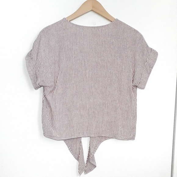 Anthropologie Cloth & Stone | Linen Front Tie Top - Picture 4 of 14